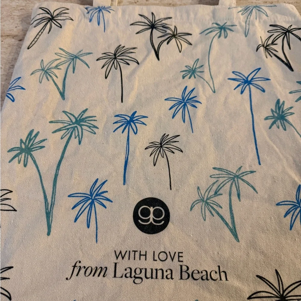 Gorjana Cream Tote Bag with Palm Tree Design
